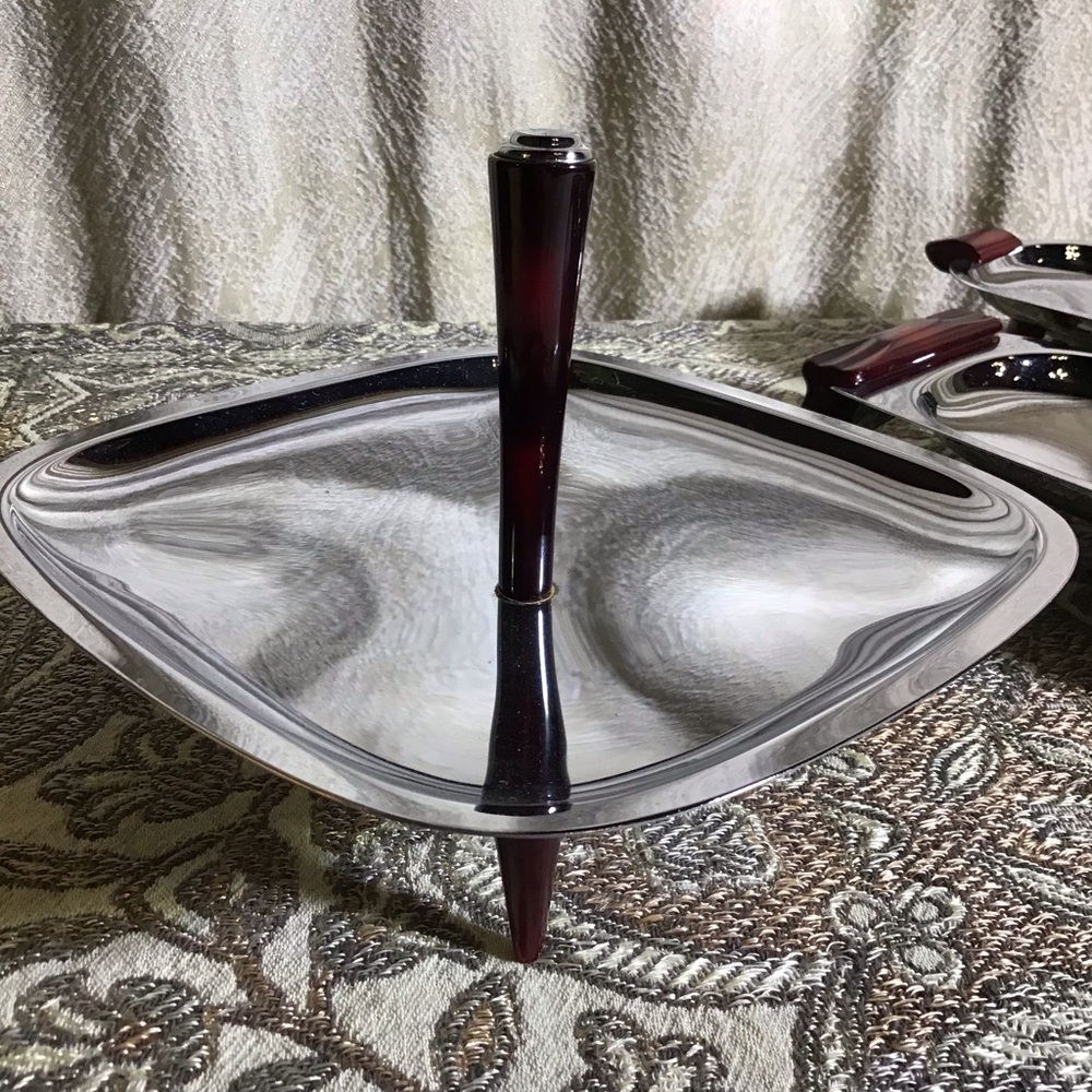 Elegant vintage gourmates gourmand chrome and vintage bakelight  Serving Trays